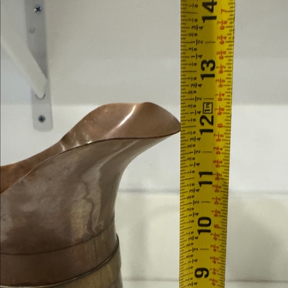 VINTAGE Hammered Copper & Brass Aztec Calendar Pitcher Vase - Picture 5 of 5